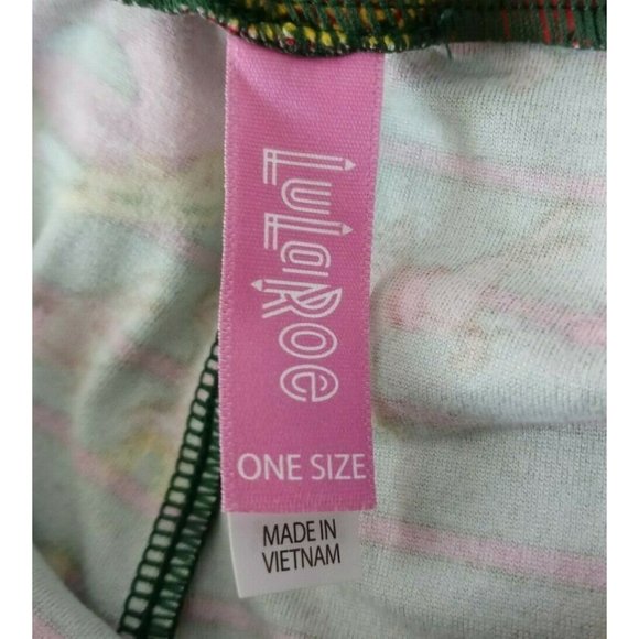 New LuLaRoe One Size Leggings Red & Green With Reindeer Pulling Santa's Sleigh - Picture 6 of 6